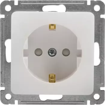 Розетка встраиваемая Hegel Мастер с заземлением со шторками цвет белый