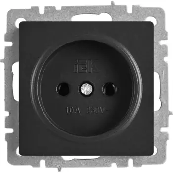 Розетка встраиваемая IEK Brite РС10-1-0-БрЧ без заземления цвет черный
