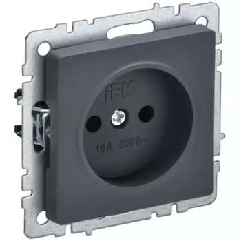 Розетка встраиваемая IEK Brite РС10-1-0-БрГ без заземления цвет графит