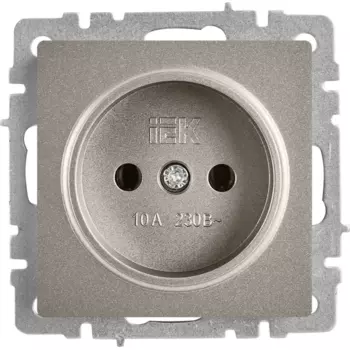 Розетка встраиваемая IEK Brite РС10-1-0-БрС без заземления цвет сталь