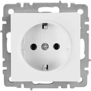 Розетка встраиваемая IEK Brite РС11-1-0-БрБ с заземлением цвет белый