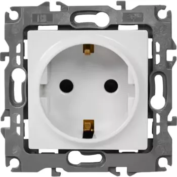 Розетка встраиваемая Эра 12-2102-01 с заземлением со шторками цвет белый