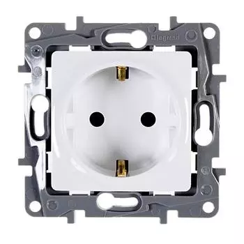 Розетка с заземлением - Legrand Etika - без шторок 16А 250В винтовые зажимы - белый