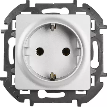 Розетка с заземлением - Lexman Lilian - со шторками 16А 250В винтовые зажимы - алюминий