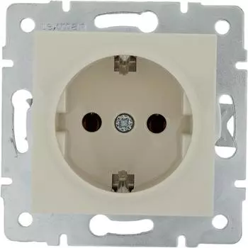 Розетка встраиваемая Lexman Виктория с заземлением, цвет бежевый