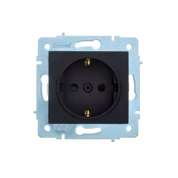 Розетка встраиваемая Lezard Asti без заземления со шторками цвет черный бархат