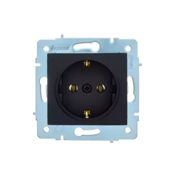 Розетка встраиваемая Lezard Asti с заземлением цвет черный бархат