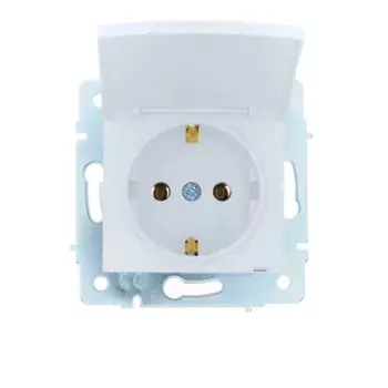 Розетка встраиваемая Lezard Asti с заземлением с крышкой цвет белый