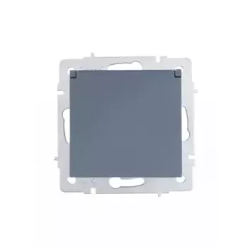 Розетка встраиваемая Lezard Vesna 742-3488-123B с заземлением с крышкой цвет графит