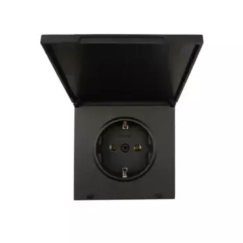 Розетка встраиваемая Lezard Zima с заземлением с крышкой цвет черный бархат
