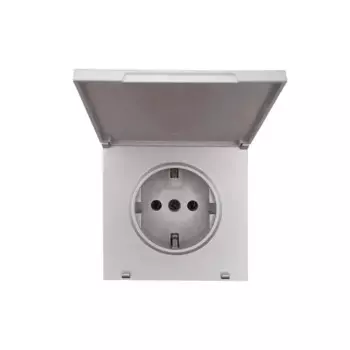 Розетка встраиваемая Lezard Zima с заземлением с крышкой цвет серый матовый