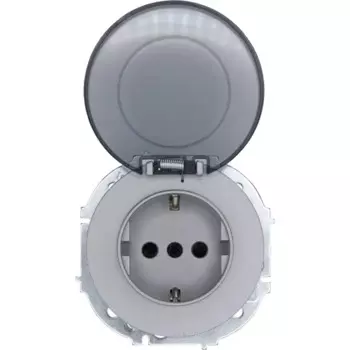 Розетка встраиваемая Osen с заземлением с крышкой цвет серый