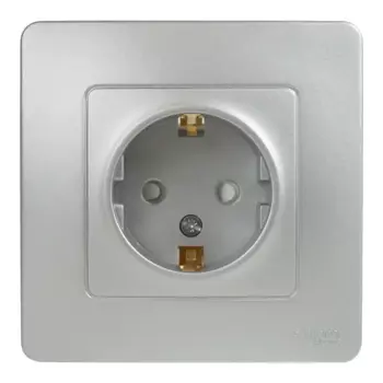 Розетка встраиваемая Systeme Electric Blanca 16 А с заземлением цвет алюминий