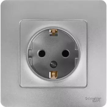 Розетка встраиваемая Systeme Electric Blanca с заземлением цвет алюминий