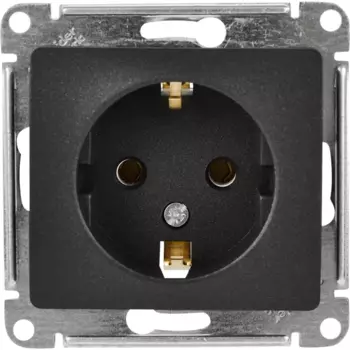 Розетка встраиваемая Systeme Electric Glossa 16 А с заземлением в сборе цвет антрацит