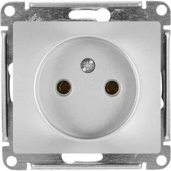 Розетка встраиваемая Systeme Electric Glossa без заземления цвет алюминий