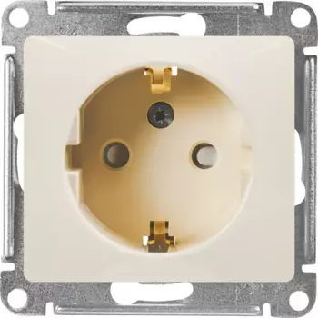Розетка встраиваемая Systeme Electric Glossa с заземлением с шторками цвет бежевый