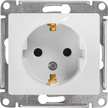 Розетка встраиваемая Systeme Electric Glossa с заземлением с шторками цвет белый