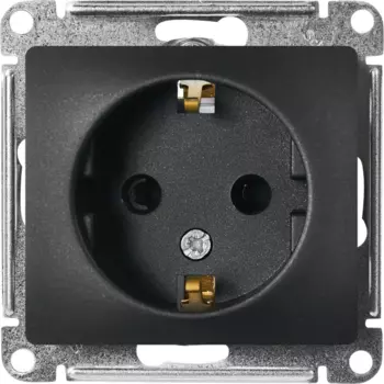 Розетка встраиваемая Systeme Electric Glossa с заземлением с шторками цвет антрацит