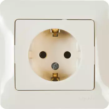 Розетка встраиваемая Systeme Electric Glossa с заземлением в сборе цвет бежевый