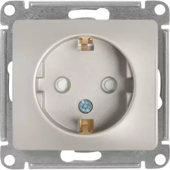 Розетка встраиваемая Systeme Electric Glossa с заземлением со шторками цвет платина