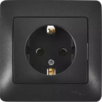 Розетка встраиваемая Systeme Electric Glossa с заземлением в сборе цвет антрацит