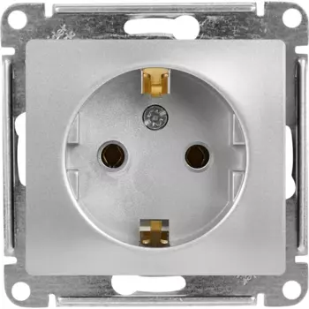 Розетка встраиваемая Systeme Electric Glossa с заземлением цвет алюминий