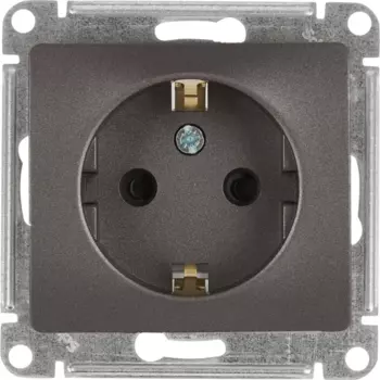 Розетка встраиваемая Systeme Electric Glossa с заземлением со шторками цвет графитовый