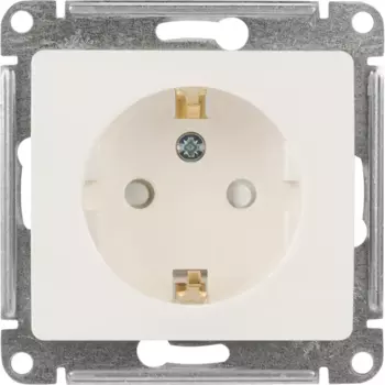 Розетка встраиваемая Systeme Electric Glossa с заземлением со шторками цвет молочный