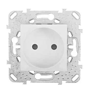 Розетка встраиваемая Schneider Electric Unica без заземления со шторками цвет бежевый