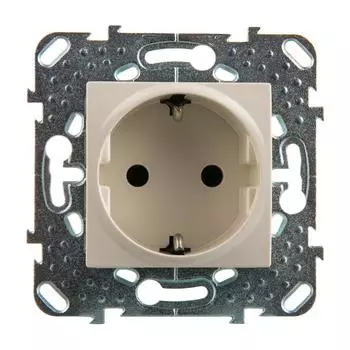 Розетка встраиваемая Schneider Electric Unica с заземлением, цвет бежевый