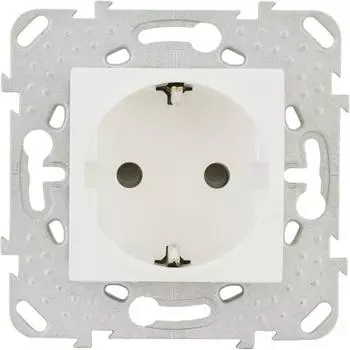 Розетка встраиваемая Schneider Electric Unica с заземлением со шторками цвет бежевый