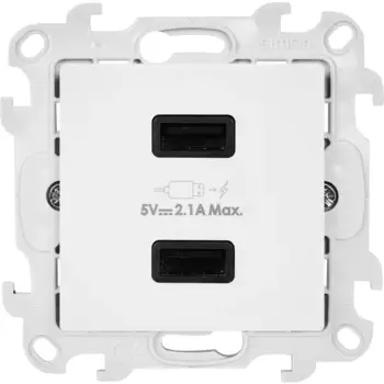 Розетка встраиваемая Simon 24 разъем USB без заземления цвет белый