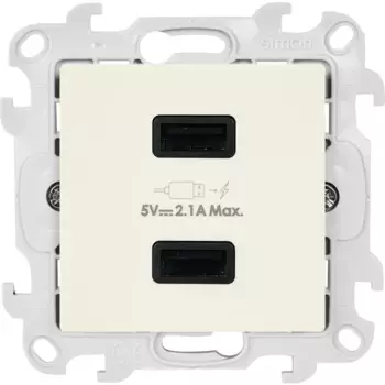 Розетка встраиваемая Simon 24 разъем USB без заземления цвет слоновая кость