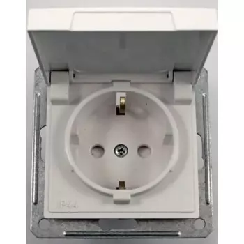 Розетка встраиваемая Systeme Electric Aqua W59 с заземлением с защитной шторкой цвет белый