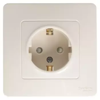 Розетка встраиваемая Systeme Electric Blanca с заземлением со шторками 16 А цвет бежевый