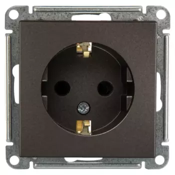 Розетка встраиваемая Systeme Electric W59 Deco с заземлением со шторками цвет графит