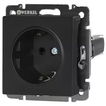 Розетка встраиваемая Werkel с заземлением, цвет чёрный