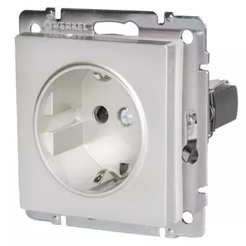 Розетка встраиваемая Werkel с заземлением со шторками цвет серебряный