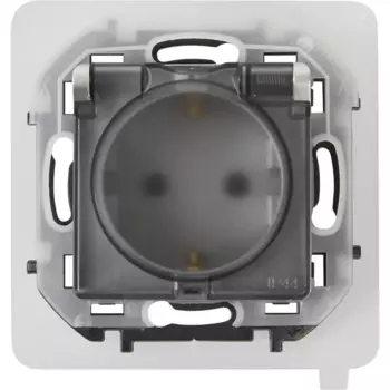 Розетка с заземлением IP44 - Lexman Lilian - со шторками с защитной крышкой 16А 250В винтовые зажимы - алюминий