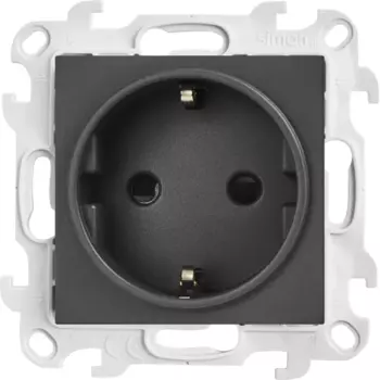 Розетка встраиваемый Simon 24 Push&Go с заземлением со шторкой цвет графит