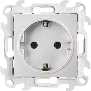 Розетка встраиваемый Simon 24 Push&Go с заземлением цвет алюминий