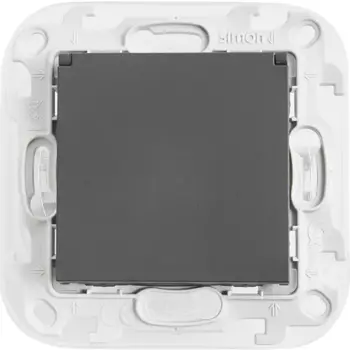 Розетка встраиваемый влагозащищенная Simon 24 Push&Go с заземлением со шторкой и крышкой IP44 цвет графит