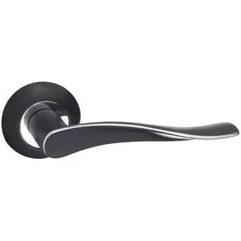 Ручка дверная на розетке Модена ЦАМ гальваническое покрытие цвет чёрный/хром