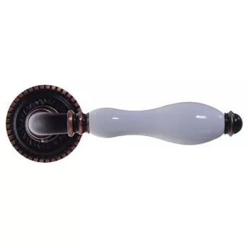 Ручка дверная на розетке Silvia CL1/HD WP/ABL-18, цвет темная медь/белый фарфор