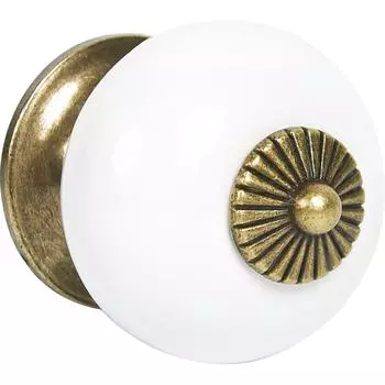 Ручка-кноб L4.KNOB01WH, цвет белый/бронза