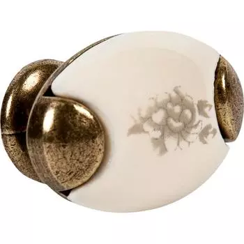 Ручка-кнопка мебельная Kerron 34 мм металл с фарфором цвет бронза