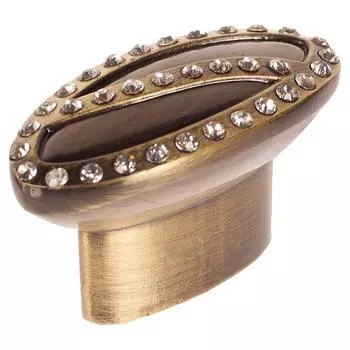 Ручка-кнопка Kerron с кристаллами 16 мм цвет бронза