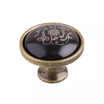 Мебельная ручка-кнопка цвет черная/хром