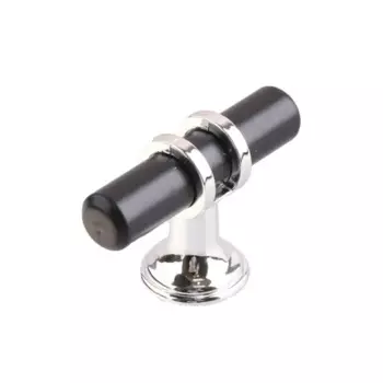 Мебельная ручка-кнопка штырь цвет черная/хром